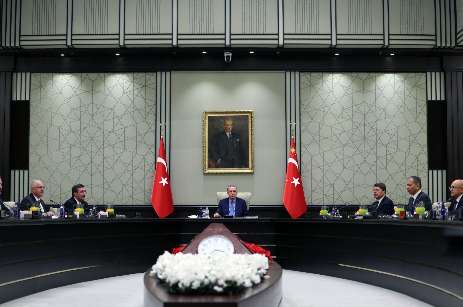 President Recep Tayyip Erdoğan chairs MGK meeting in Ankara, Oct. 3, 2024. (AA Photo)