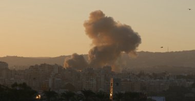 Smoke rises from the site of an Israeli airstrike that targeted the southern village of Ain Baal, Lebanon, Oct. 3, 2024. (AFP Photo)