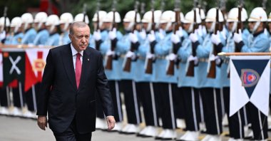 President Recep Tayyip Erdoğan walks during a ceremony in the capital Ankara, Türkiye, Oct. 1, 2024. (AA Photo)