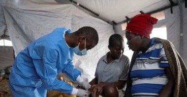 A Congolese nurse takes a sample from a suspected mpox patient in the treatment center at the Kavumu hospital, South Kivu province, Democratic Republic of Congo, Aug. 29, 2024. (Reuters Photo)