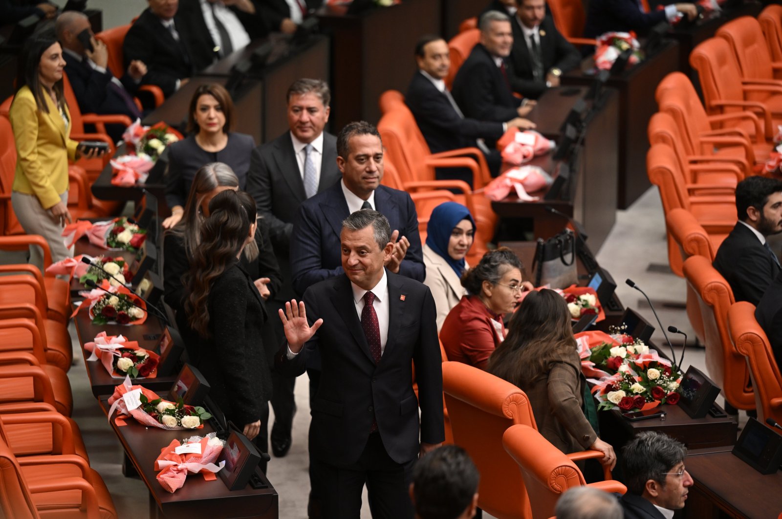 Republican People&#039;s Party’s (CHP) Chair Özgür Özel arrives at Parliament for the opening of the legislative year, Ankara, Türkiye, Oct. 1, 2024. (AA Photo)