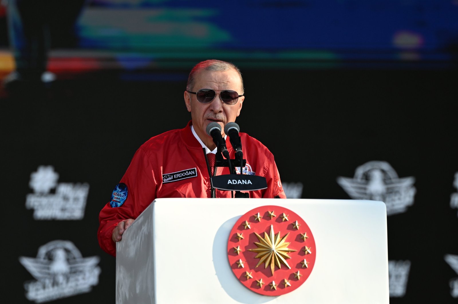 President Recep Tayyip Erdoğan speaks at Teknofest in Adana, southern Türkiye, Oct. 4, 2024. (AA Photo)