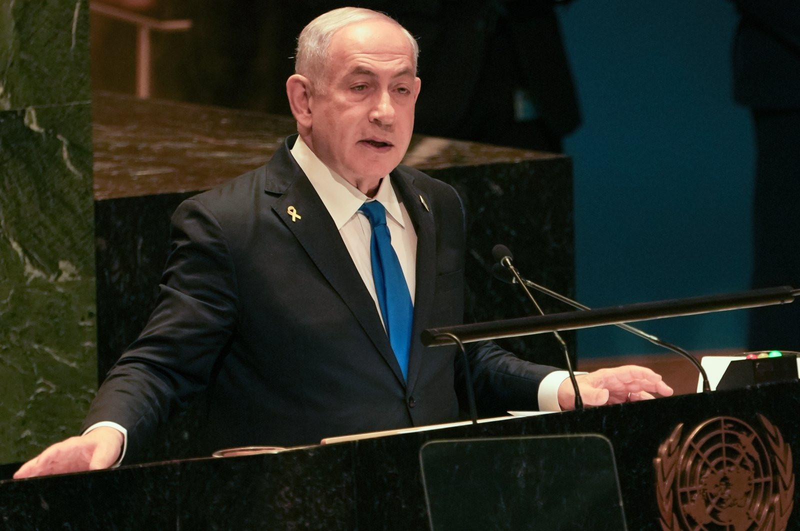 Benjamin Netanyahu addresses the General Debate of the 79th session of the United Nations General Assembly at United Nations Headquarters in New York, New York, Sept. 27, 2024. (EPA File Photo)