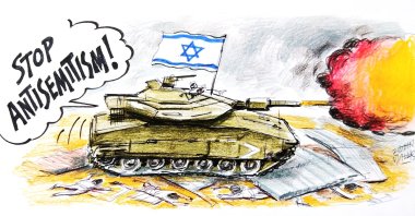 "The definition of an anti-Semite is surprisingly simplistic now: those who do not "unconditionally support" the crimes of the Israeli state, as the U.S. and some European countries do. No elaborate justification or fair reason is required." (Illustration by Erhan Yalvaç)