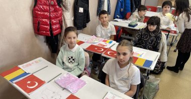 Students learn Turkish through interactive activities organized by Yunus Emre Enstitüsü, Bucharest, Romania, Oct. 6, 2024. (IHA Photo) 