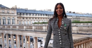 British model Naomi Campbell poses after being awarded at the French Ministry for Culture, Paris, France, Sept. 26, 2024. (AFP Photo)