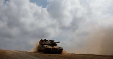 An Israeli tank maneuvers near the Israel-Gaza border, amid the ongoing conflict, southern Israel, Oct. 6, 2024. (Reuters Photo)