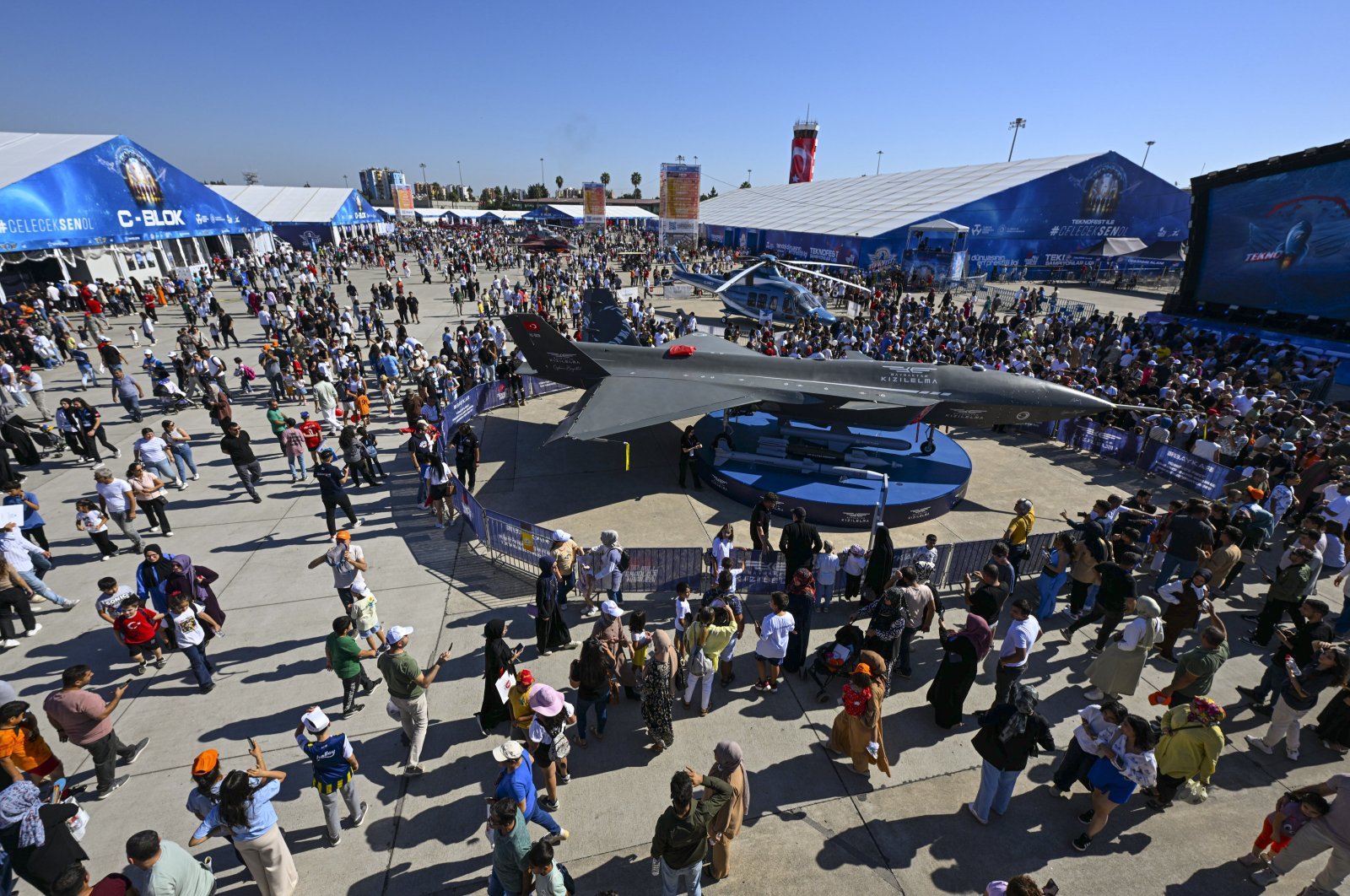 Bayraktar Kızılelma of Turkish drone magnate Baykar is seen within the scope of Teknofest, Adana, southern Türkiye, Oct. 6, 2024. (AA Photo)