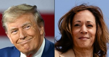 This combination of pictures created on Sept. 6, 2024 shows former U.S. President and Republican presidential candidate Donald Trump (L) in Harrisburg, Pennsylvania, Sept. 4, 2024 and U.S. Vice President and Democratic presidential candidate Kamala Harris in Maryland, Sept. 4, 2024. (AFP Photo)