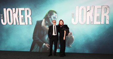 Joaquin Phoenix and Lady Gaga attend the Los Angeles Premiere of Warner Bros. Pictures &quot;Joker: Folie a Deux&quot; at TCL Chinese Theatre, Hollywood, California, U.S., Sept. 30, 2024. (Getty Images via AFP)