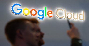 Google Cloud&#039;s logo is pictured at the Mobile World Congress (MWC), the telecom industry&#039;s biggest annual gathering, Barcelona, Spain, Feb. 27, 2024. (AFP Photo)