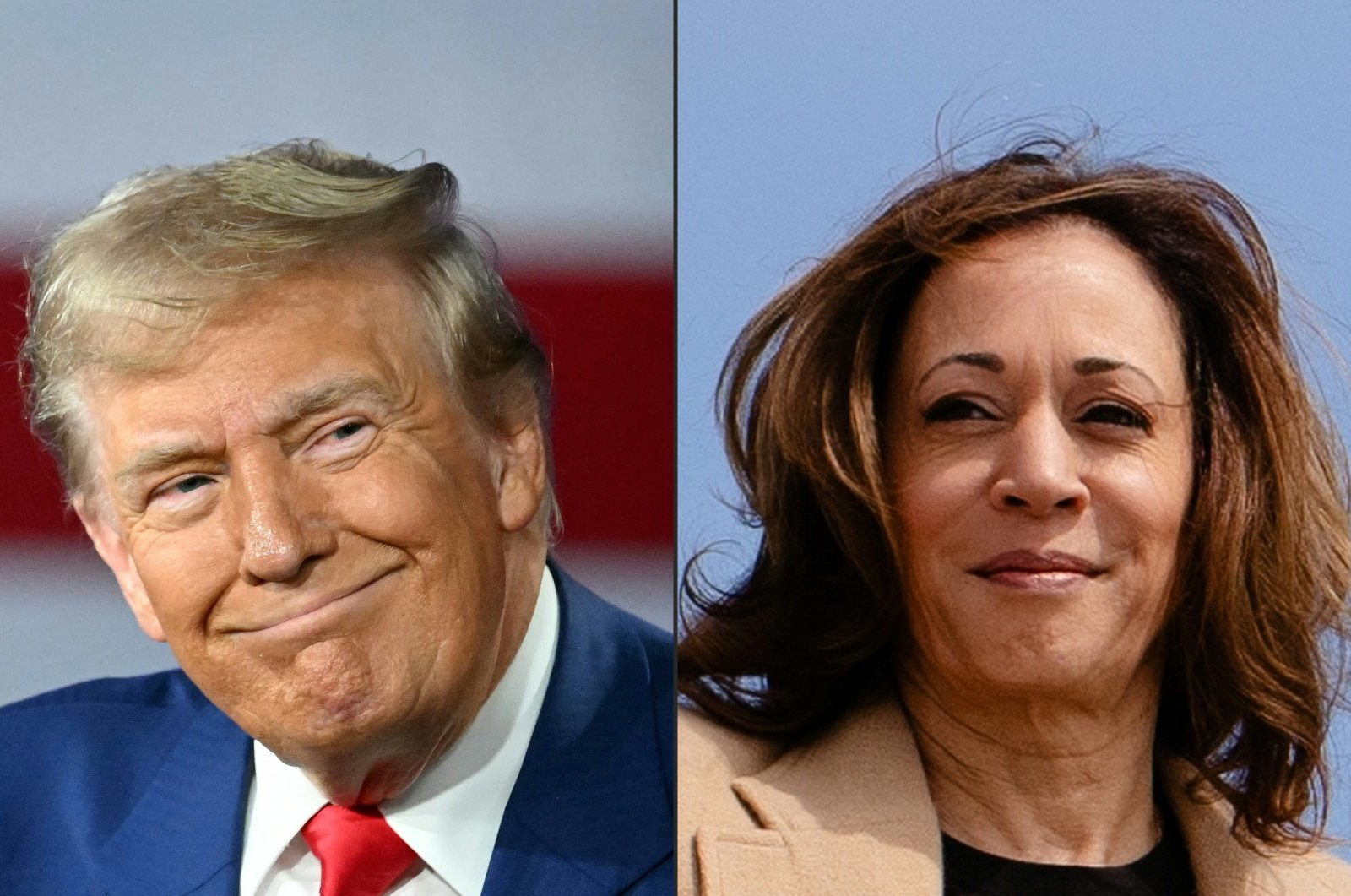 This combination of pictures created on Sept. 6, 2024 shows former U.S. President and Republican presidential candidate Donald Trump (L) in Harrisburg, Pennsylvania, Sept. 4, 2024 and U.S. Vice President and Democratic presidential candidate Kamala Harris in Maryland, Sept. 4, 2024. (AFP Photo)