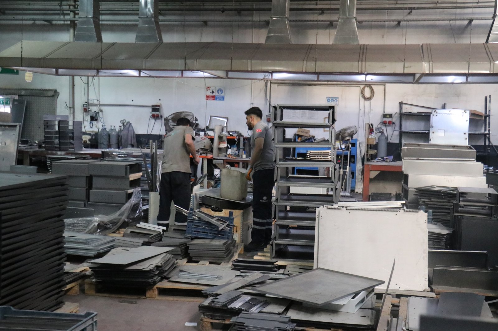 Workers are seen at a factory at an organized industrial zone in Malatya, one of the provinces affected by last year&#039;s devastating earthquakes, eastern Türkiye, Oct. 6, 2024. (IHA Photo)