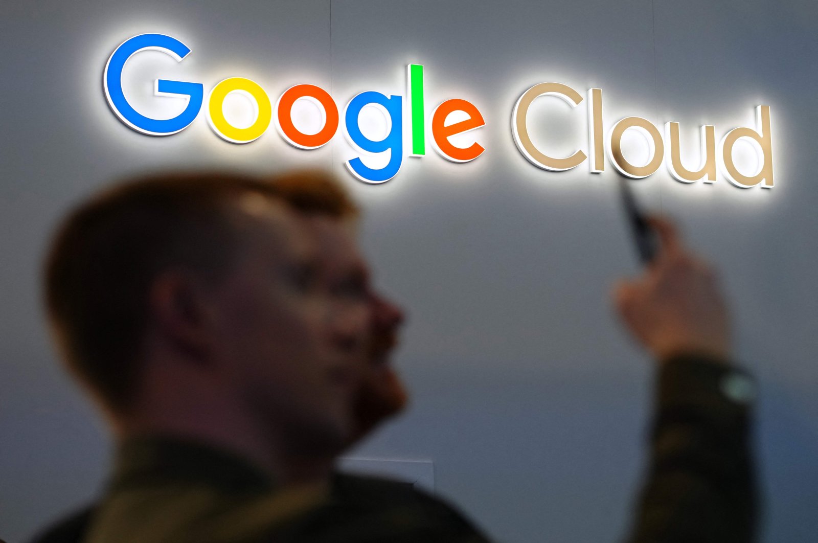 Google Cloud&#039;s logo is pictured at the Mobile World Congress (MWC), the telecom industry&#039;s biggest annual gathering, Barcelona, Spain, Feb. 27, 2024. (AFP Photo)