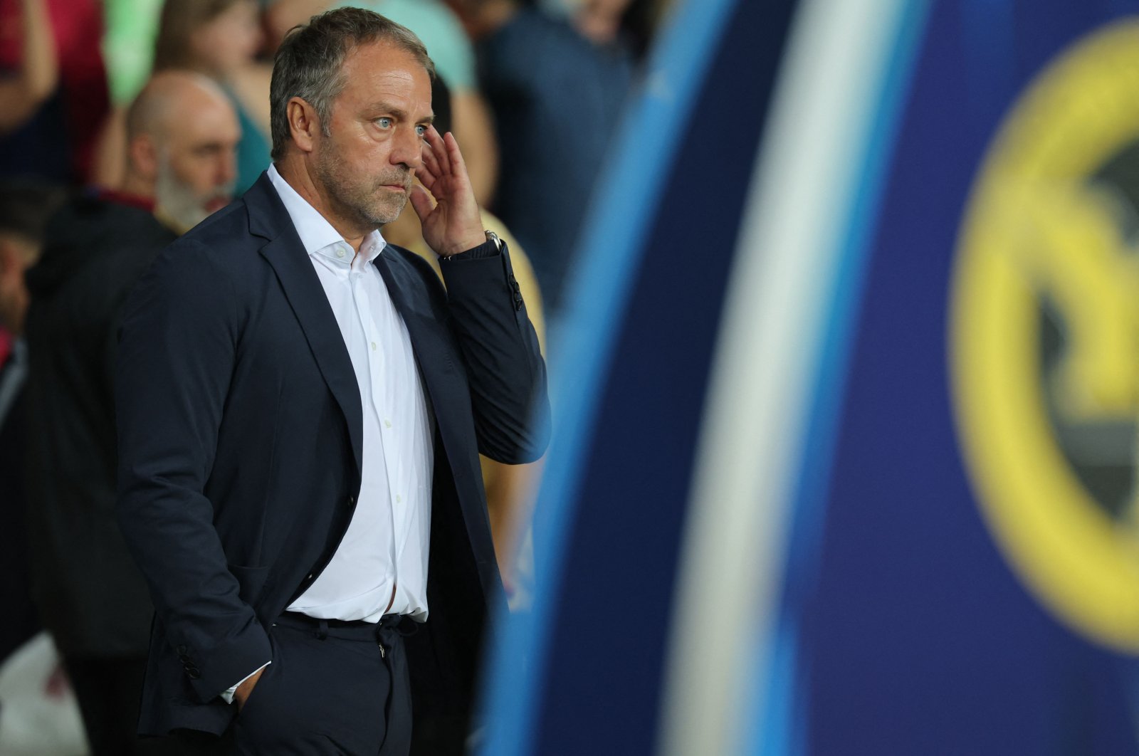 Barcelona&#039;s German coach Hans-Dieter Flick is pictured before the UEFA Champions League, league phase day 2 football match between FC Barcelona and Young Boys at the Estadi Olimpic Lluis Companys, Barcelona, Spain, Oct. 1, 2024. (AFP Photo)