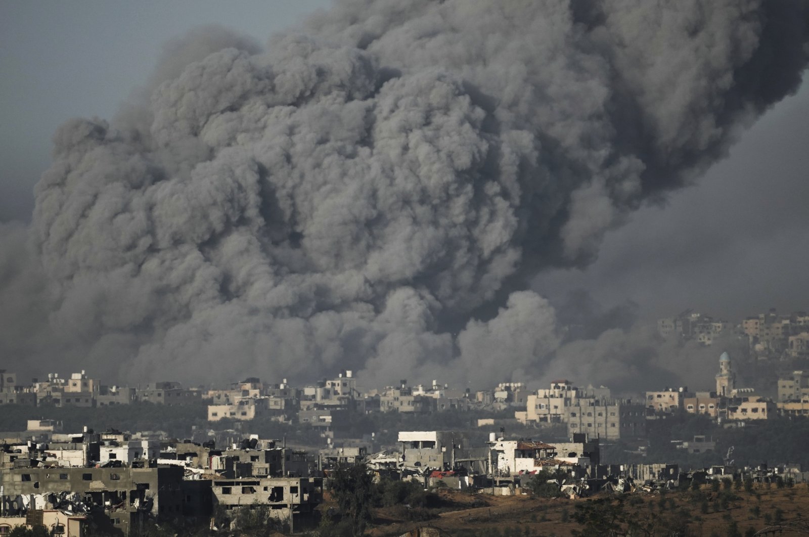 Smoke rises following an Israeli airstrike in the Gaza Strip, as seen from southern Israel, Wednesday, Nov. 22, 2023. (AP Photo)