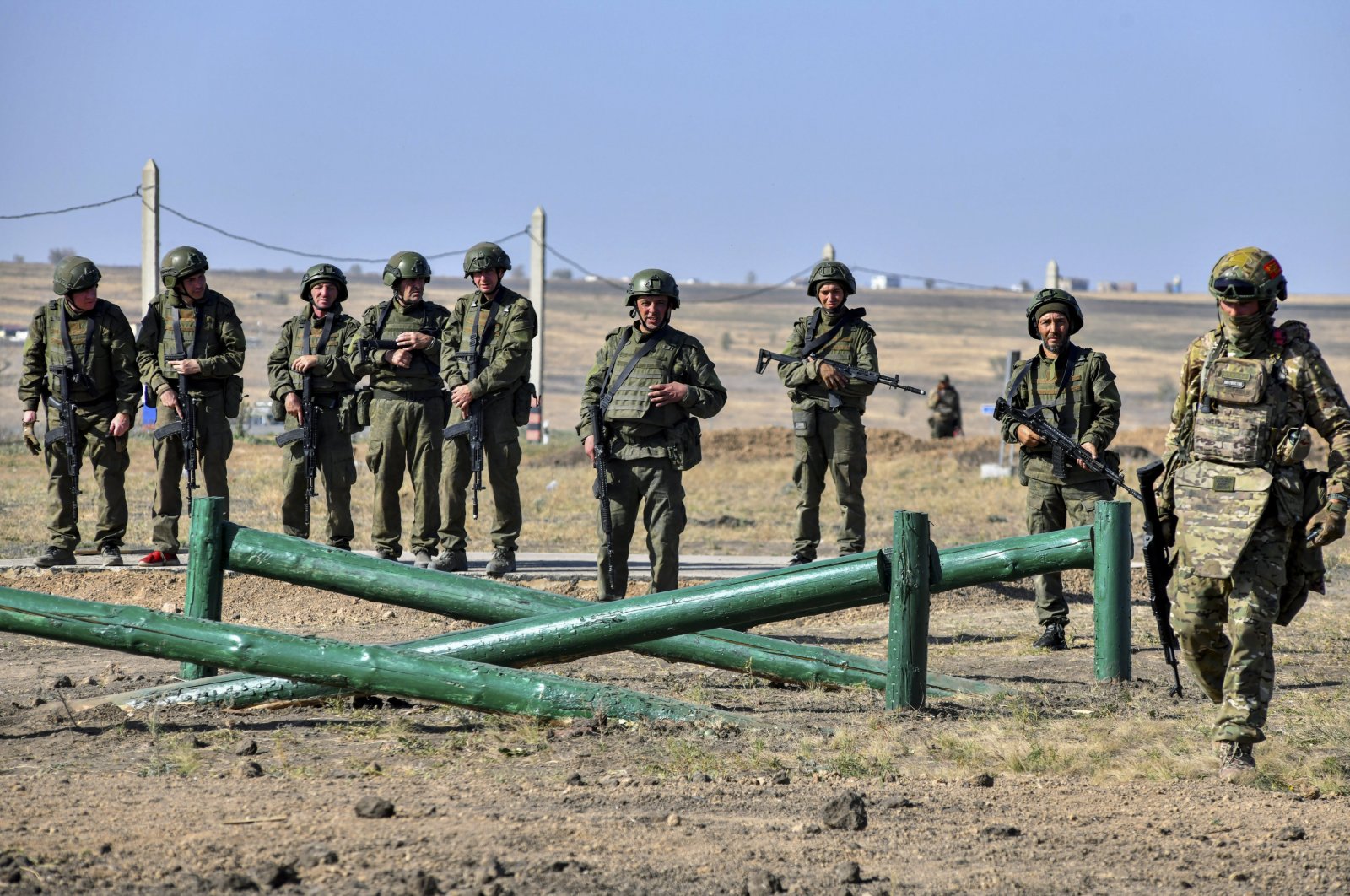 Russian contract servicemen attend a military training of the assault units at a ground training range in the Rostov-on-Don region in southern Russia, Oct. 4, 2024. (EPA Photo)