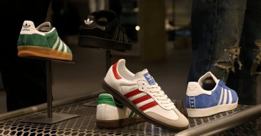 Adidas sneakers are seen on display at the newly renovated JD Sports store at Westfield Stratford City, London, U.K., July 30, 2024. (Reuters Photo)