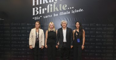 Professor Özlenen Özkan and Ömer Özkan attend the premiere of &quot;Altın Eller&quot; at the Atatürk Cultural Center, Antalya, Türkiye, Oct. 7, 2024. (IHA Photo)