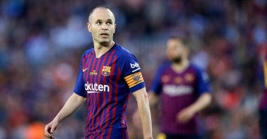 Barcelona's Andres Iniesta during the La Liga match against Real Sociedad at the Camp Nou, Barcelona, Spain, May 20, 2018. (Getty Images Photo)