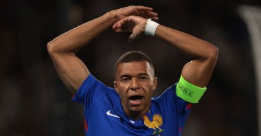 France&#039;s Kylian Mbappe reacts during the UEFA Nations League 2024/25 League A Group A2 match between France and Italy at Parc Des Princes, Paris, France, Sept. 6, 2024. (Getty Images Photo)