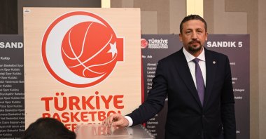 Turkish Basketball Federation President casts a ballot during the Ordinary General Assembly, Ankara, Türkiye, Oct. 8, 2024. (AA Photo)