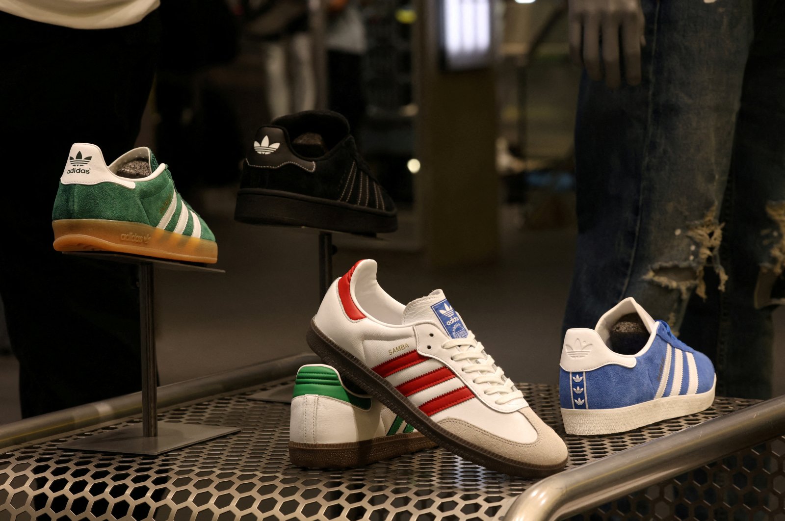 Adidas sneakers are seen on display at the newly renovated JD Sports store at Westfield Stratford City, London, U.K., July 30, 2024. (Reuters Photo)