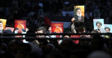 People attend the Friday prayers and a commemoration ceremony of Lebanon's late Hezbollah leader Sayyed Hassan Nasrallah, Tehran, Iran, Oct. 4, 2024. (Reuter Photo)
