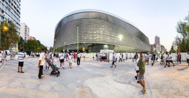 Panoramic view of the Santiago Bernabeu Stadium before the La Liga match between Real Madrid and Real Betis Balompie at Estadio Santiago Bernabeu, Madrid, Spain, Sept. 1, 2024. (Getty Images Photo)