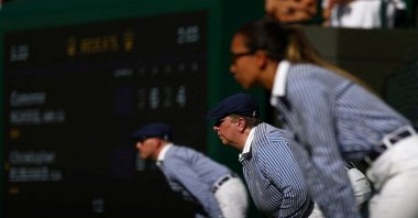 Line judges during the Wimbledon second round match between Christopher Eubanks of the U.S. and Britain’s Cameron Norrie at Wimbledon, London, U.K., July 7, 2023. (Reuters Photo)