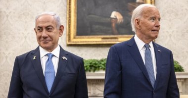 Israeli Prime Minister Benjamin Netanyahu and U.S. President Joe Biden meet for a bilateral meeting in the Oval Office at the White House, in Washington, D.C., July 25, 2024. (EPA Photo)