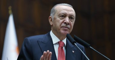 President Recep Tayyip Erdoğan speaks at AK Party's parliamentary group meeting in Ankara, Oct. 8, 2024. (AA Photo)