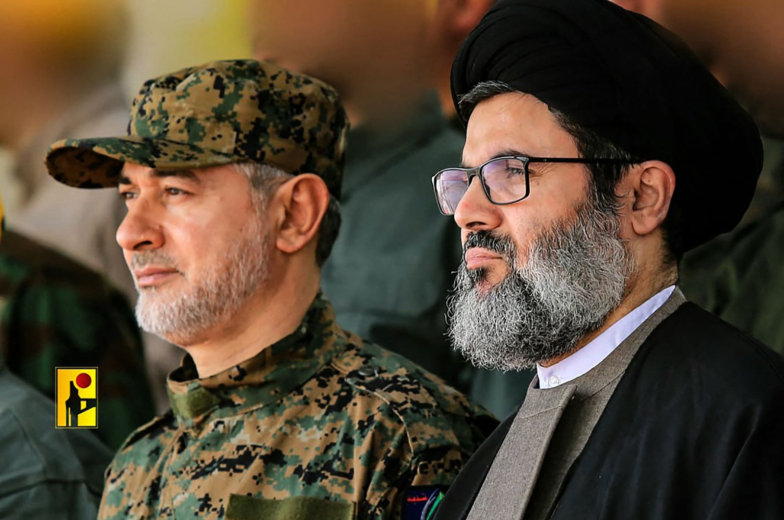 An undated photo shows slain Hezbollah top commander Ibrahim Aqil (L) and Senior Hezbollah official Hashem Safieddine at an unknown location. (AFP Photo)