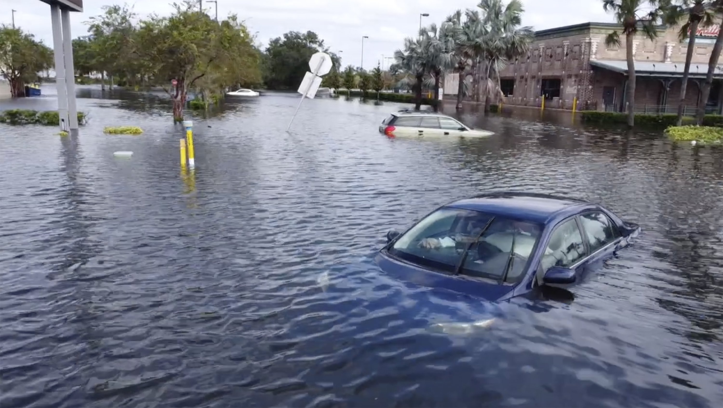 This drone image provided by Kairat Kassymbekov shows flooding from Hurricane Milton in Tampa, Florida, U.S. Oct.10, 2024. (AP Photo)