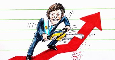 &quot;Unlike Peronist ideas accepted by his predecessor, Javier Milei cut back most of the public welfare and governmental budgets and achieved a fiscal surplus.&quot; (Illustration by Erhan Yalvaç)