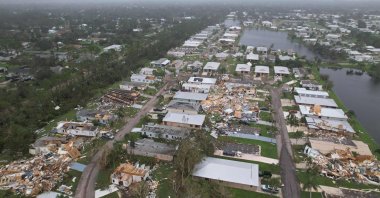 An aerial view shows destruction at the Spanish Lakes country club in the aftermath of Hurricane Milton in Fort Pierce, Florida, U.S. Oct.10, 2024. (AFP Photo)