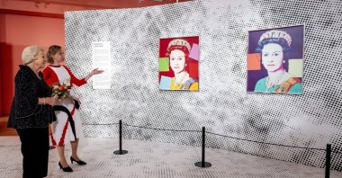 Dutch Princess Beatrix attends the opening of the exhibition &quot;Queens&quot; by the late American artist Andy Warhol at Paleis Het Loo, Apeldoorn, Netherlands, Oct. 10, 2024. (EPA Photo)