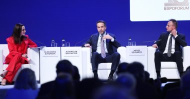 Energy and Natural Resources Minister Alparslan Bayraktar speaks during the St. Petersburg International Gas Forum, Russia, Oct. 10, 2024. (AA Photo)