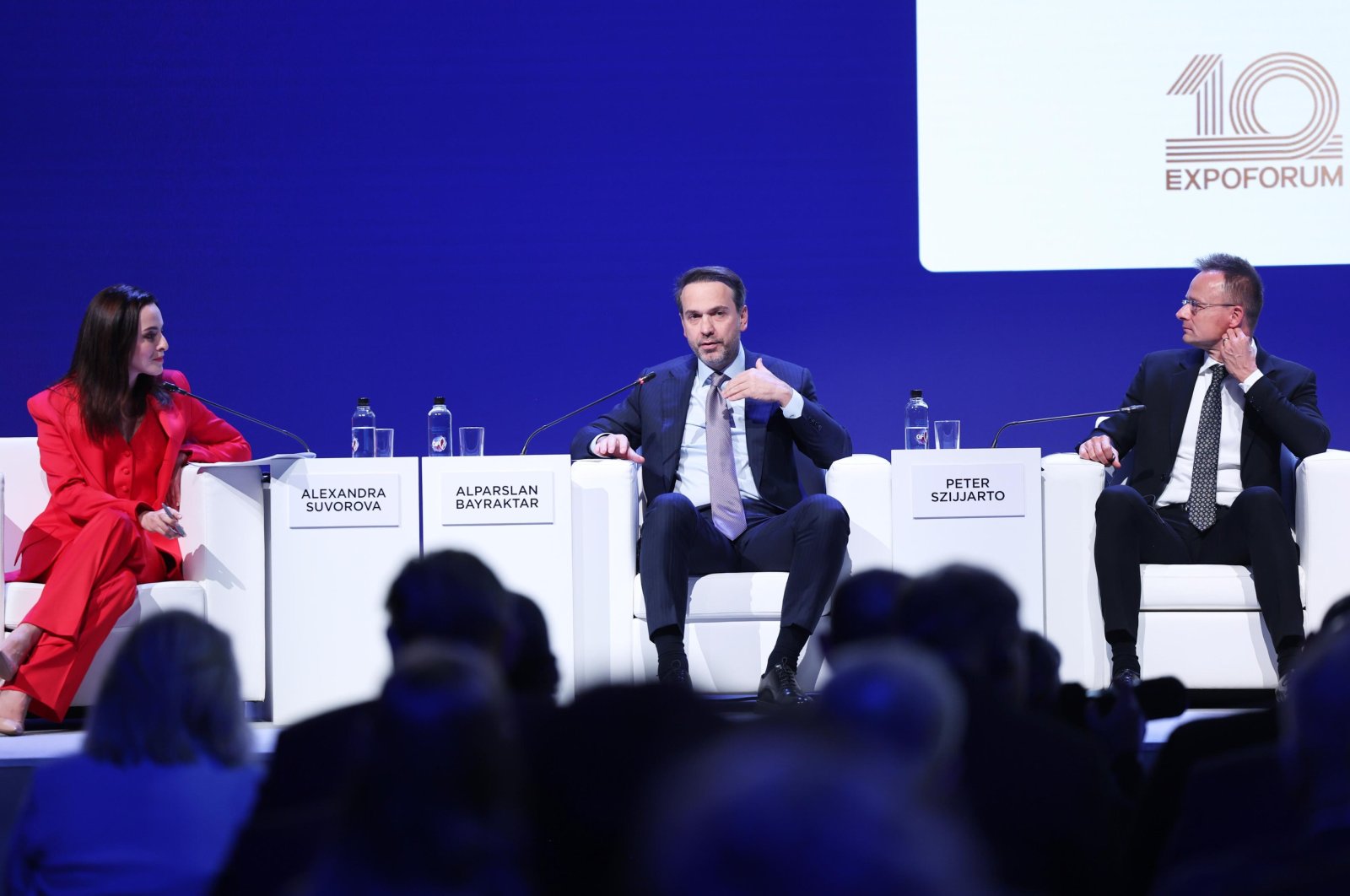 Energy and Natural Resources Minister Alparslan Bayraktar speaks during the St. Petersburg International Gas Forum, Russia, Oct. 10, 2024. (AA Photo)