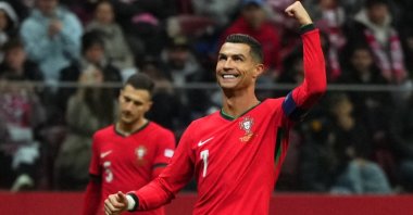 Portugal's Cristiano Ronaldo reacts during a Nations League match against Poland, Warsaw, Poland, Oct. 12, 2024. (Reuters Photo)