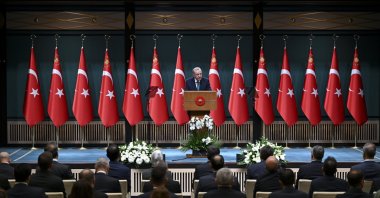 President Recep Tayyip Erdoğan speaks after a Cabinet meeting, in the capital Ankara, Türkiye, Sept. 30, 2024. (AA Photo) 