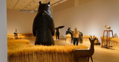 Sculptures by French artist François-Xavier Lalanne on display during a press preview at Christie&#039;s in New York, U.S., Oct. 4, 2024. (AFP Photo)