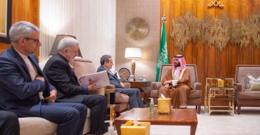Saudi Crown Prince Mohammed bin Salman receives Iran&#039;s Foreign Minister Abbas Araqchi in Riyadh, Saudi Arabia, Oct. 9, 2024. (Reuters Photo)
