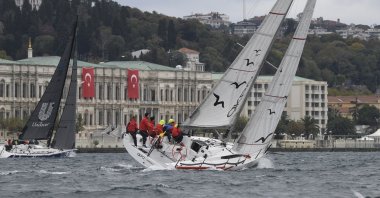Yacht racers in action during the fourth edition of the Presidential International Yacht Races, Istanbul, Türkiye, Oct. 17, 2023. (Photo by Gülşah Durak Canbaba)