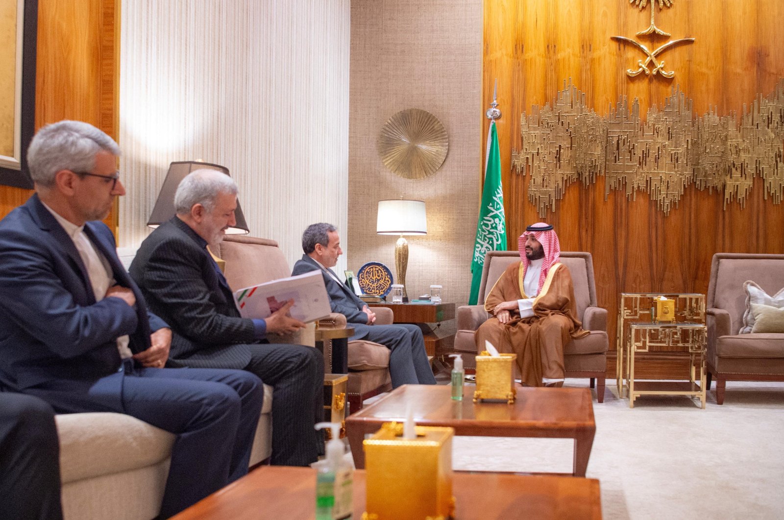 Saudi Crown Prince Mohammed bin Salman receives Iran&#039;s Foreign Minister Abbas Araqchi in Riyadh, Saudi Arabia, Oct. 9, 2024. (Reuters Photo)