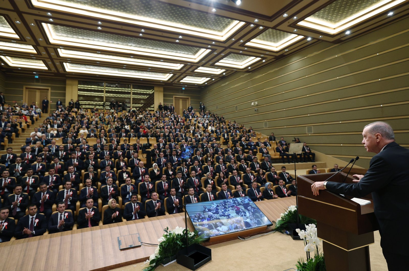 President Recep Tayyip Erdoğan speaks at the event in the capital Ankara, Türkiye, Oct. 14, 2024. (AA Photo)