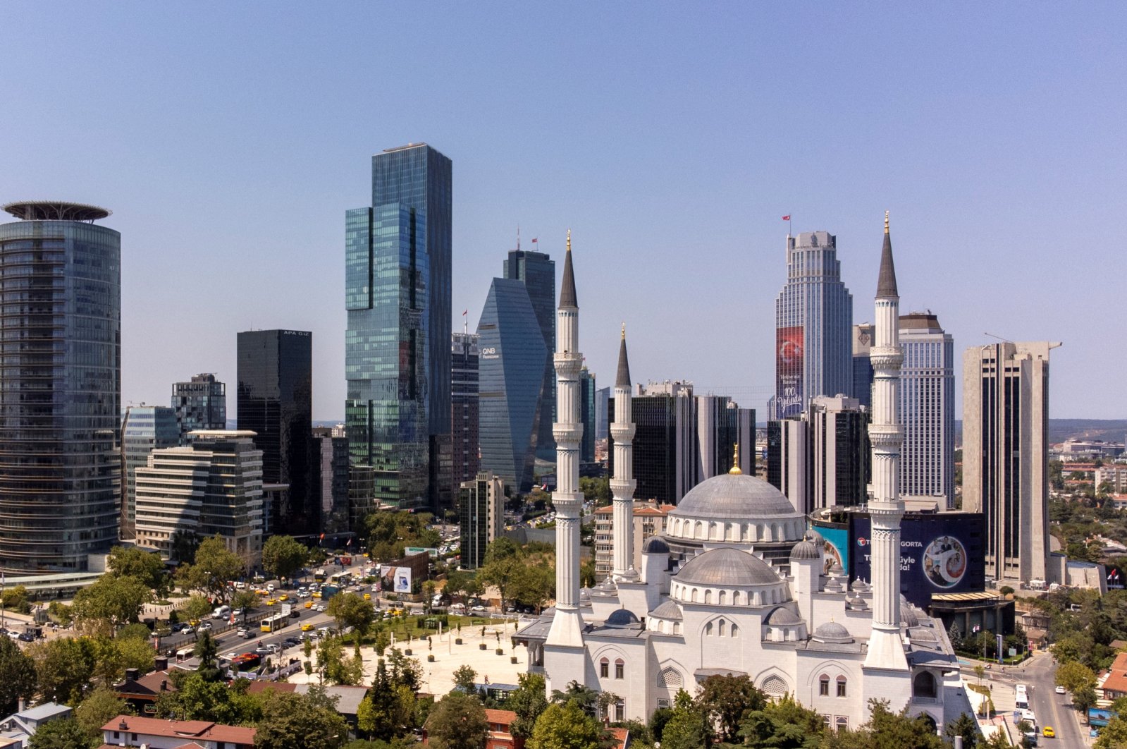 A drone view shows the business and financial district of Levent, which comprises banks&#039; headquarters and popular shopping malls, in Istanbul, Türkiye, July 22, 2024. (Reuters Photo)