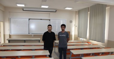The only two students who enrolled in the Science Teaching program at Aksaray University, Aksaray, Türkiye, Oct. 15. 2024. (DHA Photo)