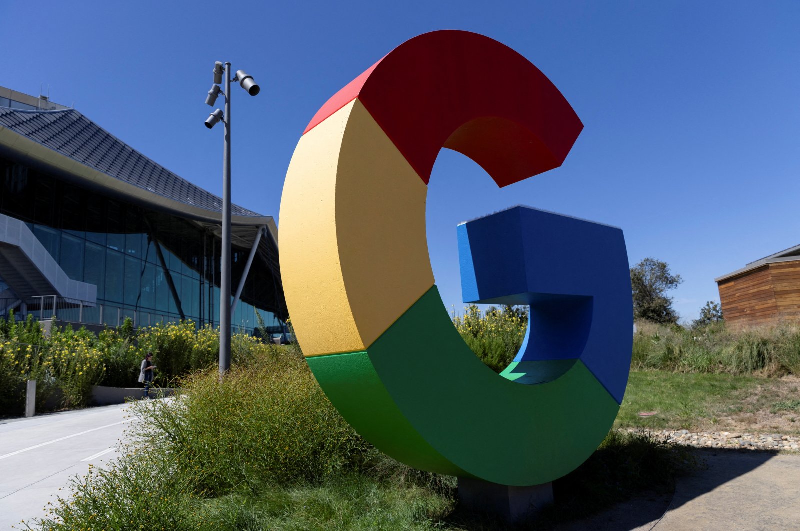 The logo of Google is seen outside the Google Bay View facilities during the Made by Google event in Mountain View, California, U.S., Aug. 13, 2024. (Reuters Photo)