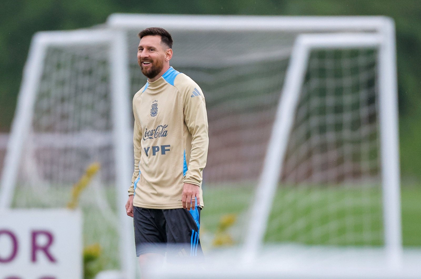 Argentina player Lionel Messi attends a training session of the national team, Ezeiza, Argentina, Oct. 14, 2024. (EPA Photo)